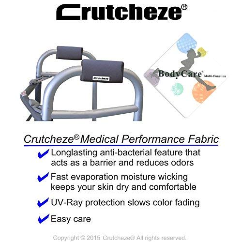 Crutcheze Carbon Grey Walker Padded Hand Grip Covers Made in USA Moisture Wicking, Antibacterial, Comfort, Fashion, Washable Orthopedic Products Accessories - Thumbnail 3