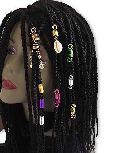 Hello Africa 3 Pieces Cowrie Cowry Shells Wire Wrapped Loc Lock