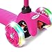 ChromeWheels Scooter for Kids, Deluxe 4 Adjustable Height 3 Wheels Glider with Kick, Lean to Steer with LED Flashing Light, Pink