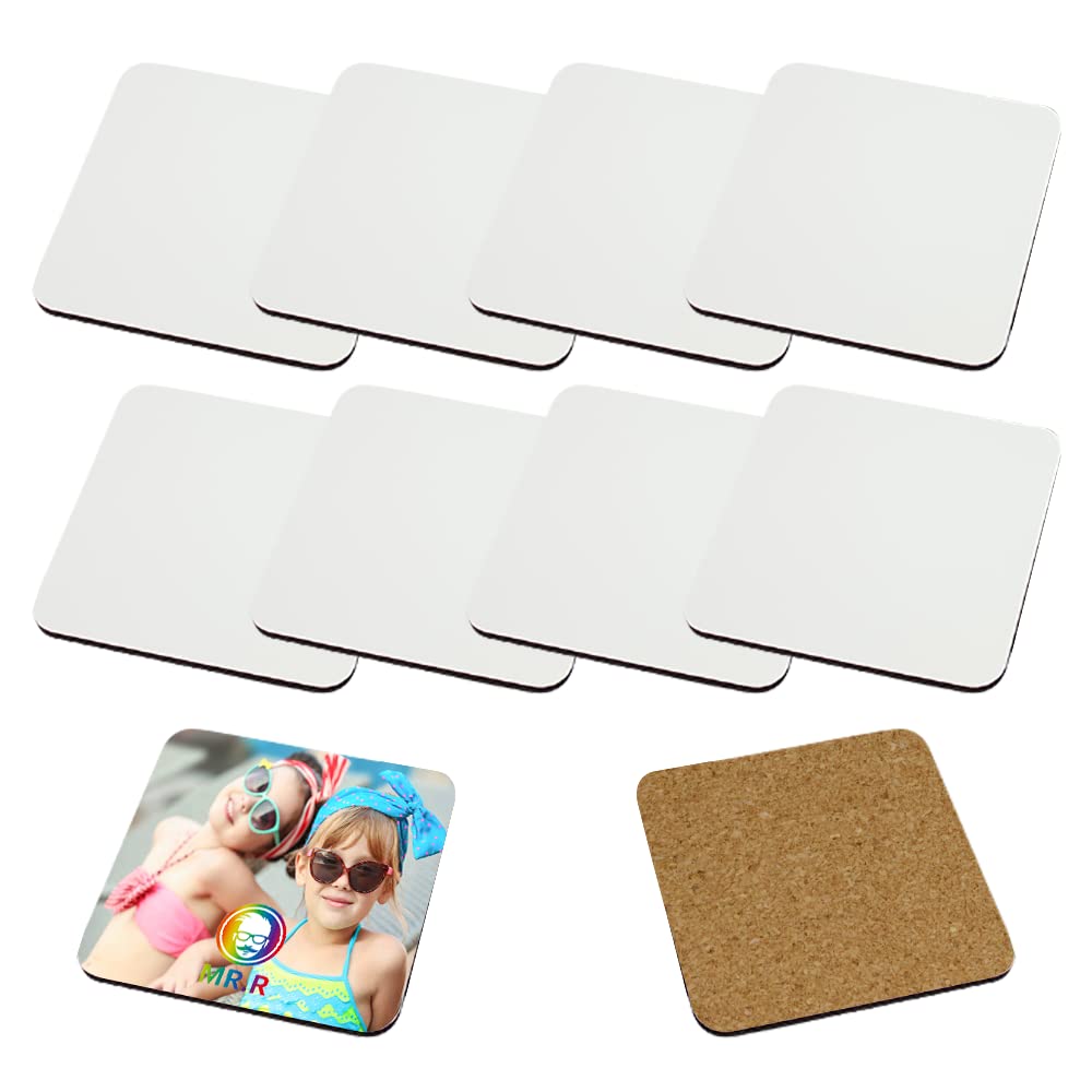 MR.R 10pc Sublimation Blanks Absorbent Square MDF Coasters, Heat Transfer Coasters for Drinks, DIY Craft Party Supplies