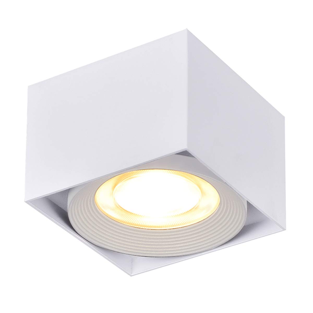 Dr.lazy Indoor 10W LED Adjustable Ceiling Spots Ceiling lamp Ceiling Light Spotlight Surface Mounted spotlights Downlight Square Ceiling Light Interior Light, 10X10x7CM (White-3000K)