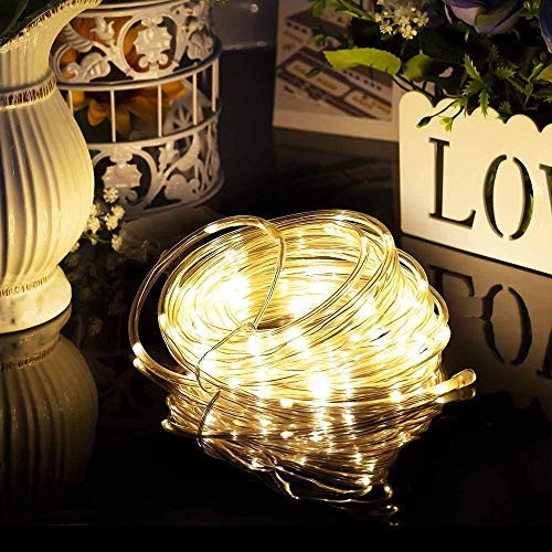 LED Lichtschlauch 200Leds Warmweißes Wasserdicht Deko für Innen Außen Garten Party Hochzeit Weihnachts (LED Lichtschlauch)