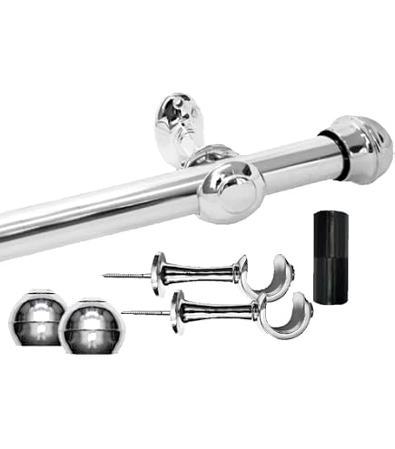 Varão Para Cortina De Teto 2m 28mm - Kit Completo Branco E Preto