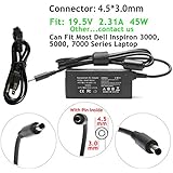 45W 19.5V 2.31A AC Adapter Laptop Charger Replacement For Dell Inspiron 15-5000 5551 5555 5558 7558 7595,13-7000 7378 7352 7348,11-3000 15-3000 15-7000 13-5000 17-5000 17-7000 Series power supply cord