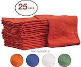 Nabob Wipers Auto-Mechanic Shop Towels, Shop Rags 100% Cotton Commercial Grade Perfect for Your Garage, Auto Body Shop & Bar Mop (12x12) inches, 25 Pack, (Red)
