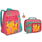 Stephen Joseph Girls Fox Backpack and Lunch Box with Flower Zipper Pull for Kids