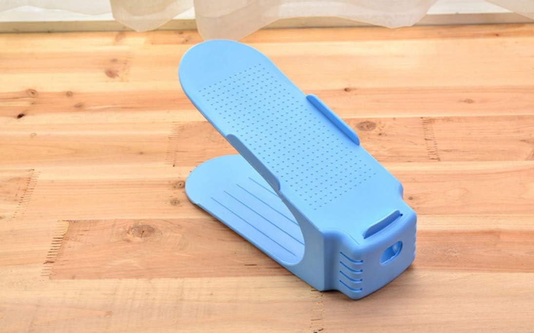 HEOLI One-Piece Shoe Rack Adjustable Shoe Rack Double Layer Portable Shoe Storage Rack Space Saver(Blue)
