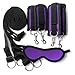 Bed Restraints Kit Under Bed Bondage Eye Mask Blindfolds Soft Wrist and Ankle Handcuffs with Restraint Straps Rope for Couples Sex（Purple）