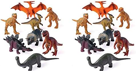 Novelty Treasures POPULAR Set of 24 Colorful Assorted Medium Plastic Toy DINOSAUR Figures Birthday Party Favor Goody Bag Toys