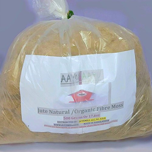 AAYU Brand Jute Fiber Moss Premium Natural Fiber 500 Grams or 17.6 Ounces, Natural, Organic Product, Eco-Friendly, Excellent Fiber Material, No Artificial Color, Pet Bed and Bird Nest