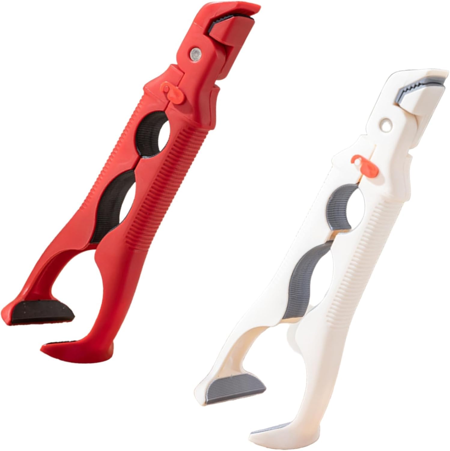 Photo 1 of 3-in-1 Hot Plate Gripper, Multi-Angle Anti-Scald Bowl Holder Clip & Hot Plate Grabber Tool with Lock, Includes 2 Silicone Sleeves for Hot Bowl Cozy Holder, Hot Plate Gripper Tongs(Red+White)