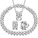 Qianse AAA Zircons Pendant Necklace Stud Earrings Tennins Bracelet Bridal Jewelry Set for women