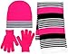 Girls 3 Piece Knit Hat, Scarf & Gloves Set in 4 Colors a Winter Accessories for Girls