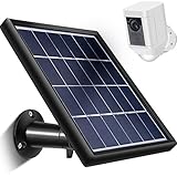Skylety Solar Panel for Ring Spotlight Cam with Security Wall Mount, 3.6 m/ 11.8 ft Cable with Barrel Connector, 5 V/ 3.5 W (Max) Output (Not for Stick Up Cam/Arlo Cam Series) Without CAM (Black)