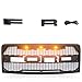 Front Grille Fits 2009-2014 FORD F150 Raptor Style Grill Kits With Amber LED Light and F&R Letter and Removable Mask,Matte Black