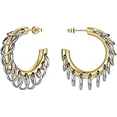 Chunky Gold Hoop Earrings Statement 18K Gold Plated C Hoop Earrings Stainless Steel Thick Hypoallergenic Hoops Earrings for Women