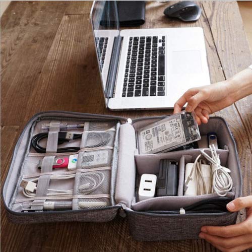 Electronic Organizer,Yudeg Electronics Accessories Travel Case USB Cable Drive Storage Bag for Portable Charger, Cables,Earphone,Mobile Phone (Grey)