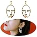 Cleacloud Human Face Dangle Earrings Drop Hoops Studs Cuffs Ear Wrap Pin Vine Pierced Dangling Hollow Out Charms Jewelry Golden Plated Style 1
