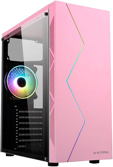 Amazon Co Jp Pcケース ゲーミングケース ミッドタワーpcゲーミングケースatx M Atx Itx フロントi Oのusb 3 0ポート ガラス越しのフル側 4ファンの位置 Color Pink ホーム キッチン
