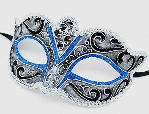 Life Is Good BLUE SILVER & BLACK VENETIAN MASQUERADE CARNIVAL PARTY EYE BALL MASK