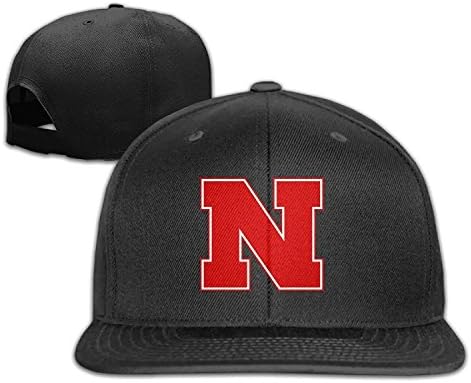 Nebraska Cornhuskers Flat Bill Baseball Cap Hat Snapback Adjustable One Size Unisex Black