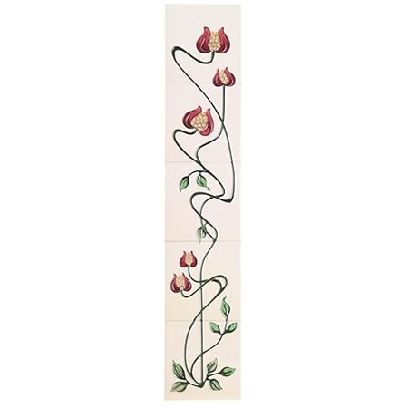Castec Mediterranean Poppy Tube Lined Victorian Fireplace Tiles