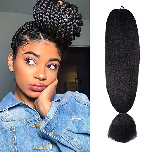 FASHION LADY kanekalon Jumbo Braiding Hair Crochet Braids Black Color Synthetic Fiber Hair Extensions x-pression African Jumbo Braid Hairstyle(48Inch 57g/PC #1B)