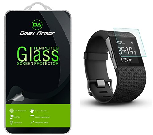 [2-Pack] Fitbit Surge Fitness Superwatch Screen Protector, Dmax Armor  [Tempered Glass] 9H Hardness, Anti-Scratch, Anti-Fingerprint, Bubble  Free
