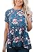 Dearlovers Women Short Sleeves Floral Print Loose Summer Blouse Tops XX-Large Size Blue