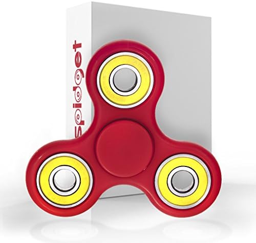 Fidget Spinner Toy- OVER 2 MIN FAST Spins- Lightweight Pocket Size- Carbon Bearings- ADHD Stress Autism and Anxiety Relief- Outwit Boredom- Spark Ideas- Perfect for Home Work School (1, Red)