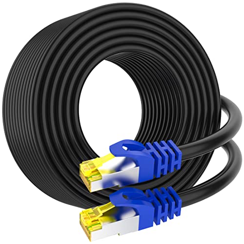 AoforzTech Cat 8 Ethernet-Kabel, 30.5 m, robustes Hochgeschwindigkeits-Netzwerk-Internetkabel, RJ45-Stecker, S/FTP LAN-Kabel für drinnen und draußen,