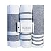 The Accented Co. Kitchen Towels, Set of 3 - Thick, Absorbent, Fast Drying Tea Towels - Turkish Cotton with Hanging Loop (26x19 inches)(Black)