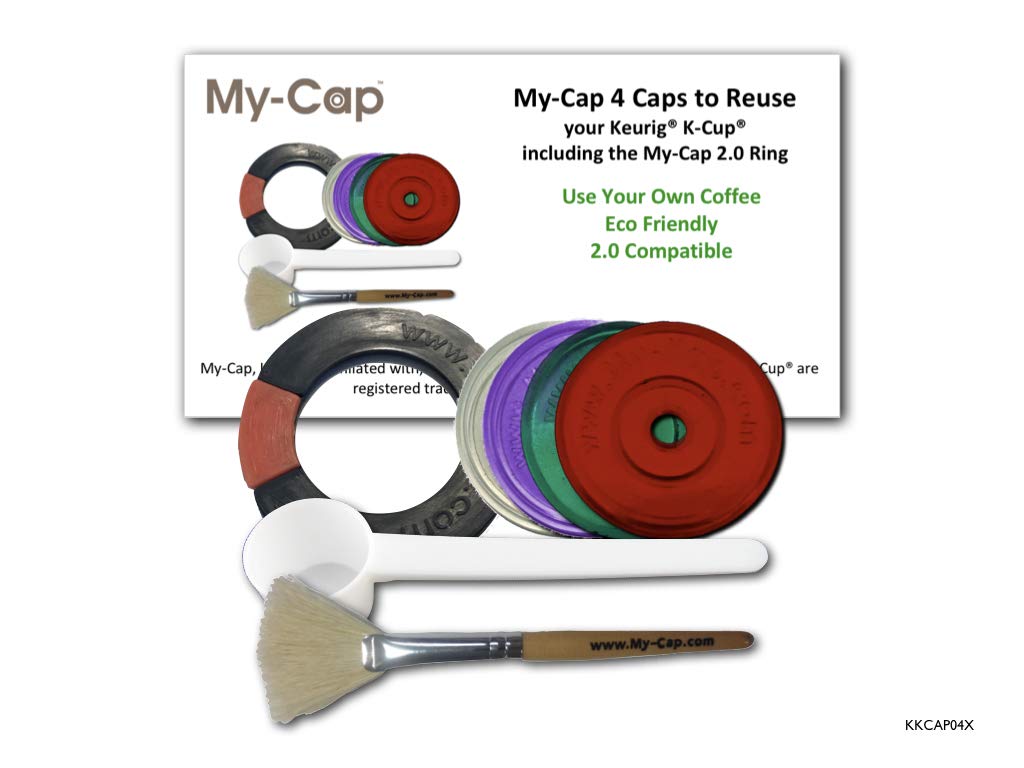My-Cap - 4 Caps (including the My-Cap 2.0 Ring) to Reuse Your Keurig K-Cup (4)