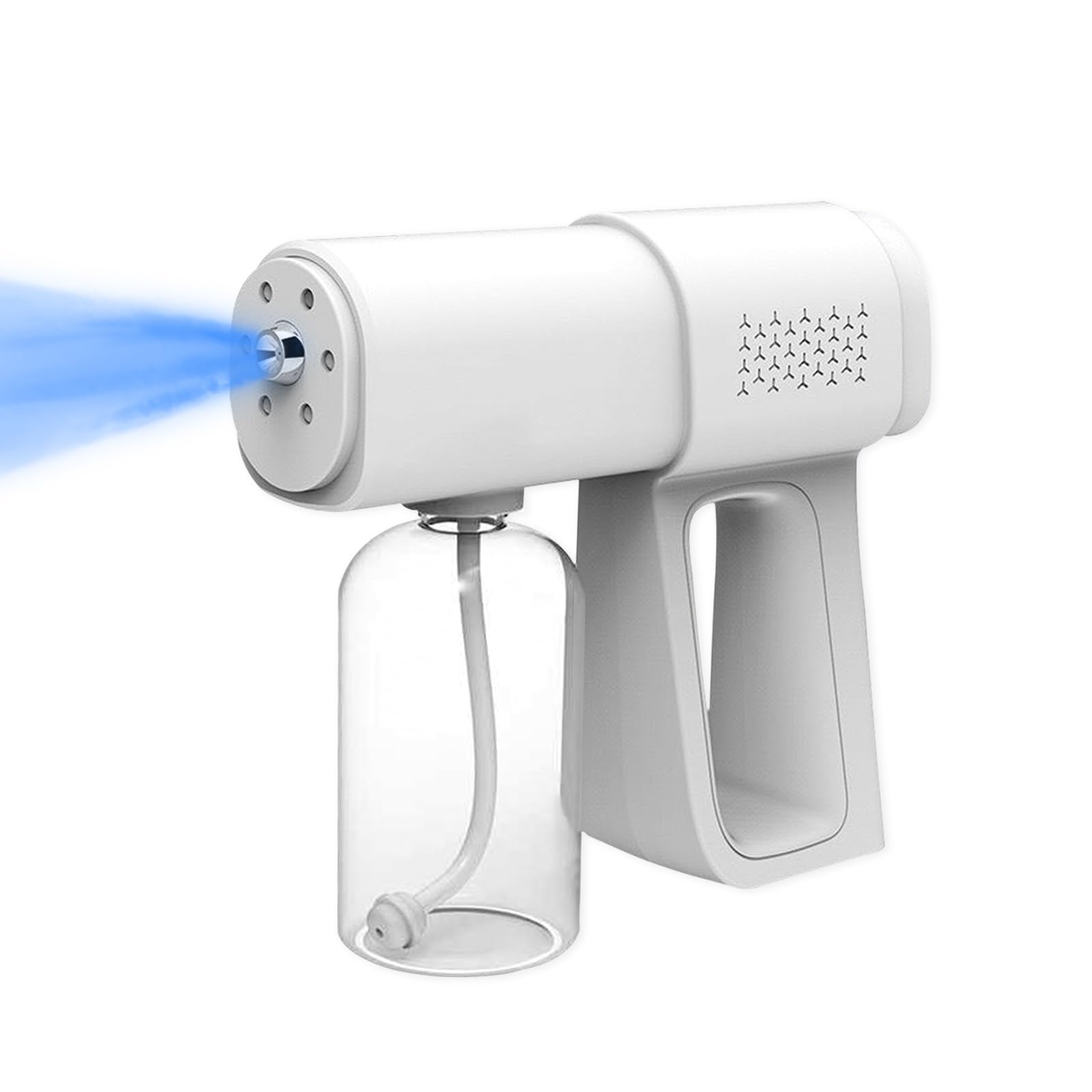 Photo 1 of Professional Disinfectant Fogger Machine, 380ml Wireless Fine Particle Sprayer Gun Handheld Sanitizer Fogger, Blue Light Foggers for Touchless Sanitization (White)
