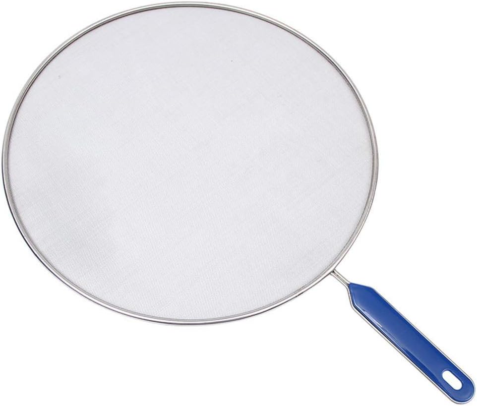 Stainless Steel Splatter Guard Large Frying Pan Splash Guard Splatter Screen With Handle With Blue ABS Handle Anti-splatter Grease-proof