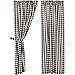 VHC Brands Annie Buffalo Check Cotton Farmhouse Curtains Rod Pocket Tie Back(s) Panel Pair, 63x36, Black