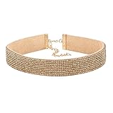Fashion Necklace, UMFun Women Diamond Choker Crystal Rhinestone Charm Ladies Jewelry Velvet Necklace (Gold)