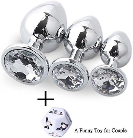 FSY3U 3pcs/size Stainless Steel Smooth Diamonds Round Shape Massager Toys for Beginner - White