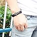 lancy's jewelry Black and Brown Adjustable Leather Cross Bracelets for Men Women Adjuatable Bracelets Engraved Payer on the Cross in English (2PCS)