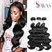 Sayas Hair 10A Grade Brazilian Body Wave Human Hair Bundles Weave Hair Human Bundles Brazilian Virgin Hair For African Americans Women 100g Per Bundle (24 26 28inch)