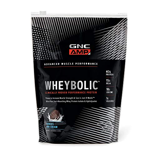 GNC AMP Wheybolic Whey Protein Powder Cookies and Cream, 10 Servings