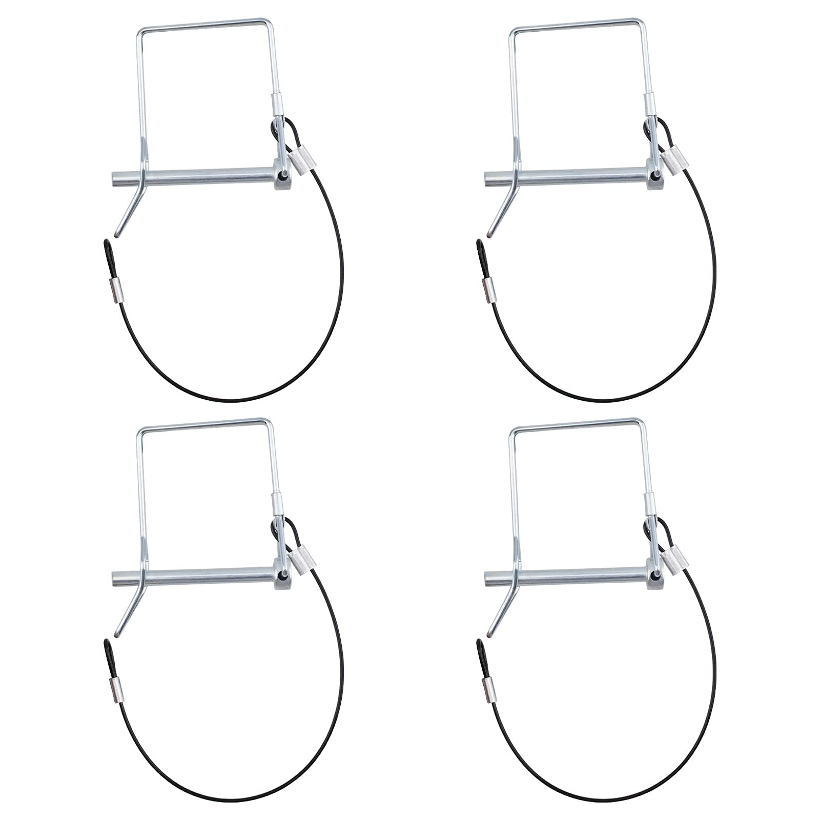 INCREWAY Shaft Locking Pin, 4PCS 6mm Carbon Steel Square Loop Wire Lock Pin with Wire Safety Coupler Pin for Track Farm Lawn