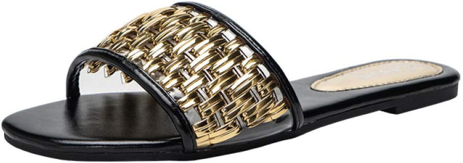 Flat Sandals and Slippers Women's Gold Braided Belt Women's Sandals and