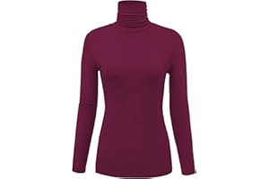 AUHEGN Women's Long Sleeve Lightweight Turtleneck Top Slim Fit Pullover T-Shirt (S-XXL)