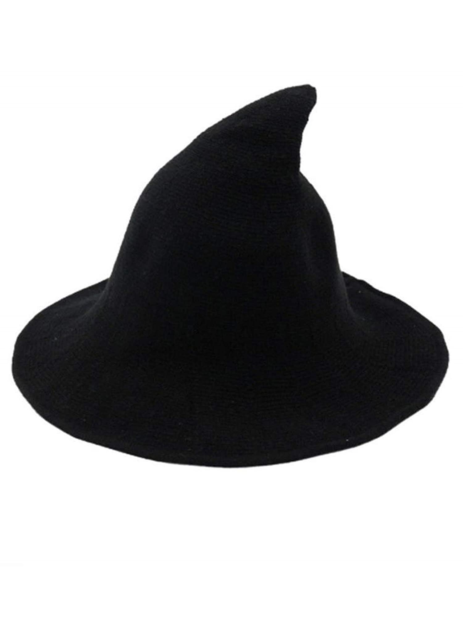 YILEEGOO Women Witch Pointed Hat, Brim Foldable Brim Knitted Cosplay Halloween Party Masquerade Costume Accessory for Adult