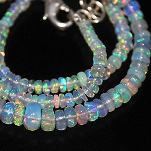 Ethiopian Welo Fire Opal Smooth Rondelle Micro Gemstone Craft Loose Beads Necklace 16" 7mm 4mm by Gemswholesale