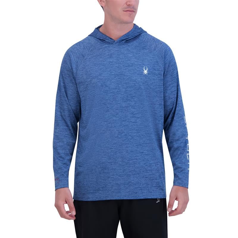 Spyder Men’s Performance Hooded Long Sleeve Rashguard – Quick-Dry Swim Shirt Sun Protection, Coronet, Large