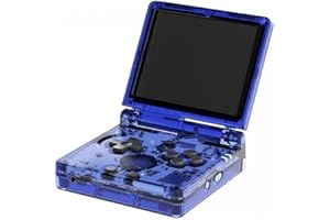 MARRYOO RG35XXSP Flip Portable Handheld Game Console 3.5inches IPS Screen Clamshell Retro Game Player, Linux System Include 64GB TF Card 3300mAh Rechargable Battery(Blue Transparent)