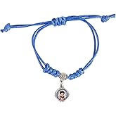St. Carlo Acutis Picture Medal Corded Bracelet – Blue Adjustable Cord, Catholic Youth Faith Jewelry, Modern Saint Devotional Gift