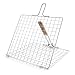 GrillPackz BBQ Grill Basket – Portable Stainless-Steel BBQ Grilling Basket – Non-Stick Foldable Grill Basket for Barbequing Meat, Fish, Vegetables, More – 13 x 12 Inches with Foldable Wooden Handle